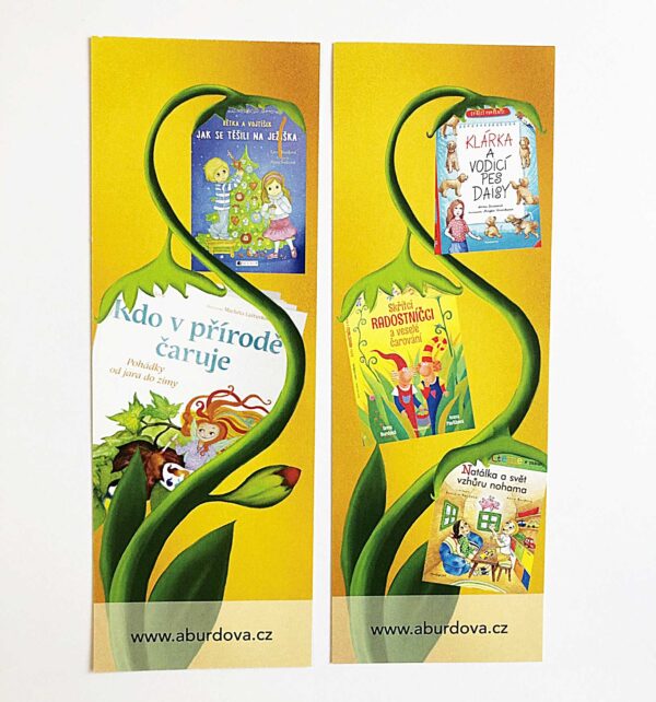 Záložka s dětskými knížkami Anny Burdové (přední a zadní strana)